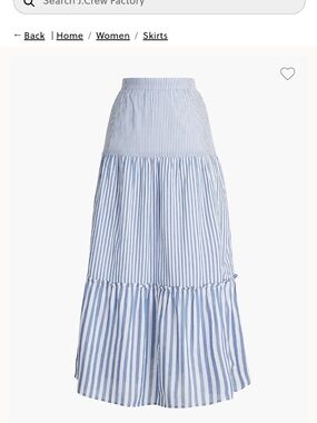 J. Crew Blue Stripe Tiered Maxi Skirt